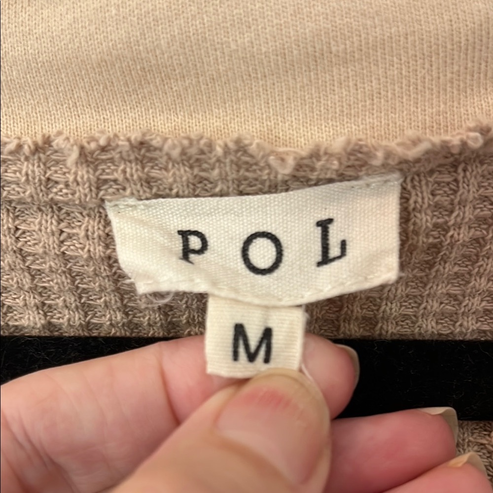 POL Beige and Brown Long Sleeve Top - Picture 2 of 3